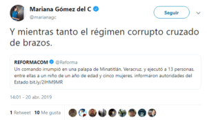Mariana Gómez del Campo, culpa a AMLO por tragedia de Minatitlán