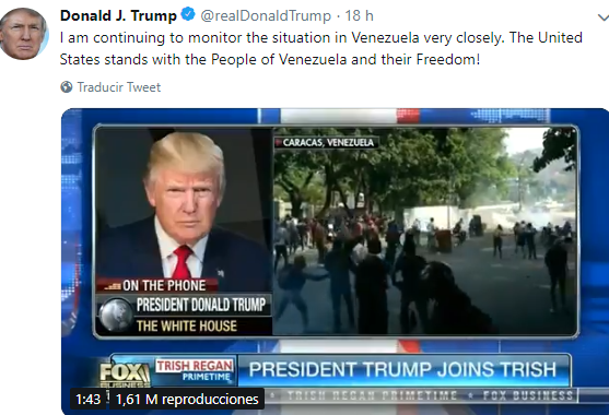 Donal Trump respalda el golpe de Estado en Venezuela