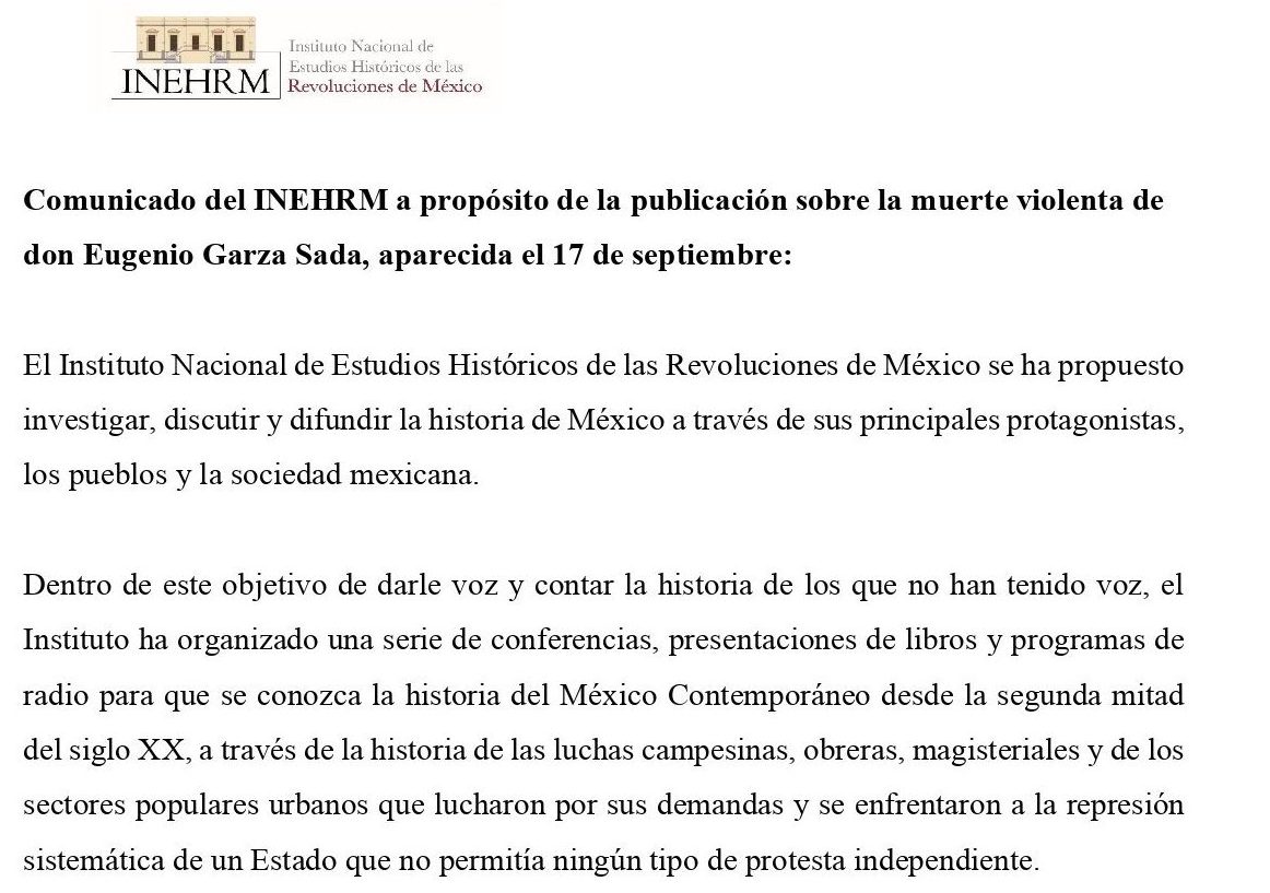 Comunicado INEHRM sobre texto de Pedro Salmerón